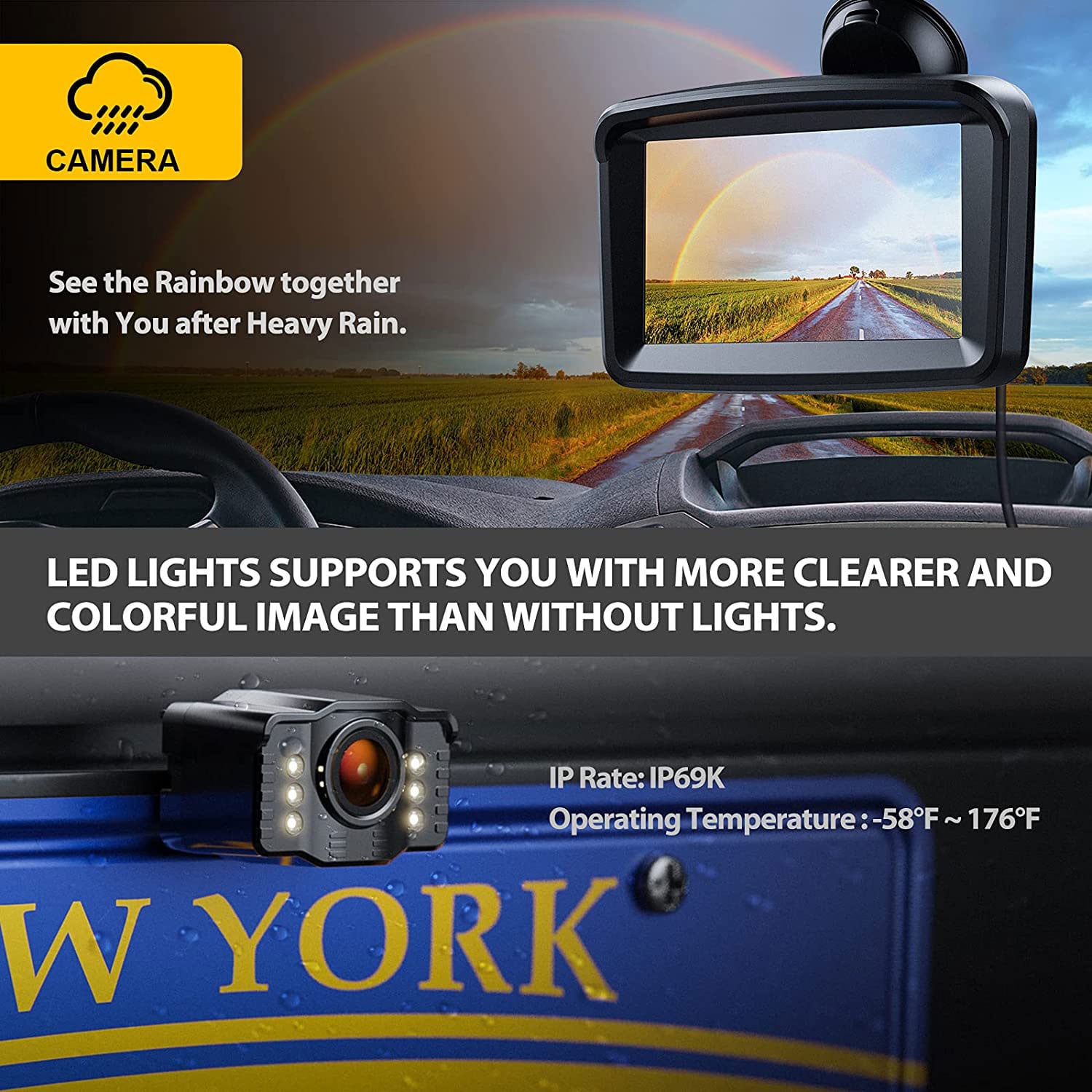 5" Monitor with 1080P Backup Camera for Truck - Görsel 3